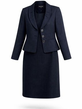 Kasper Navy Two-Piece Peplum Jacket and Sheath Dress